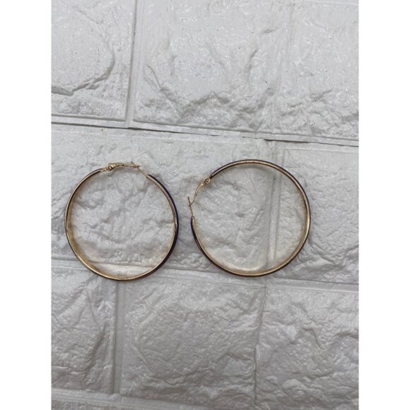 Women’s Big Enamel Hoop Earrings with Rose Gold Tone Plated, Nickel-free Stainle - Picture 4 of 10